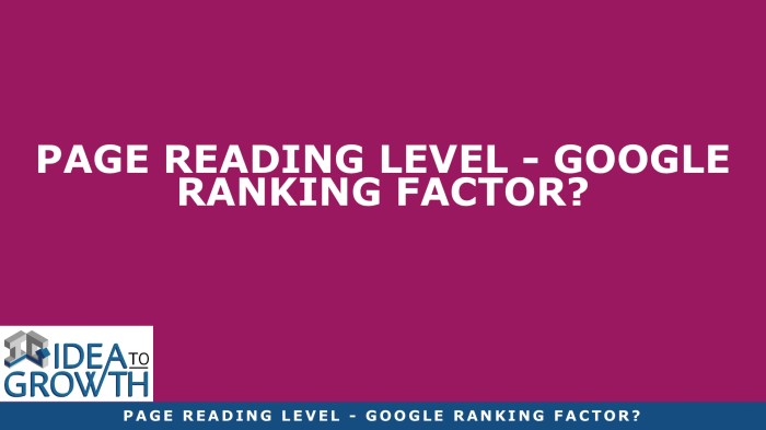 Highest Reading level is it a google ranking factor