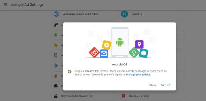 Personalized topics Google lets you disable targeted ads keep personalized searches