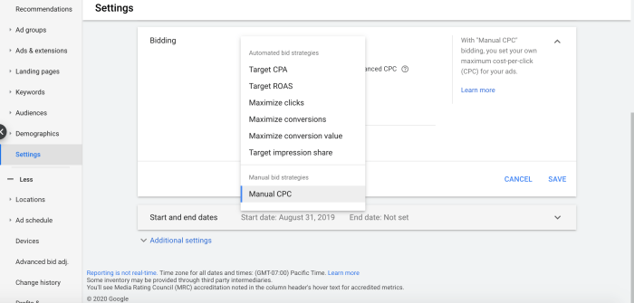 Google ads bid strategy