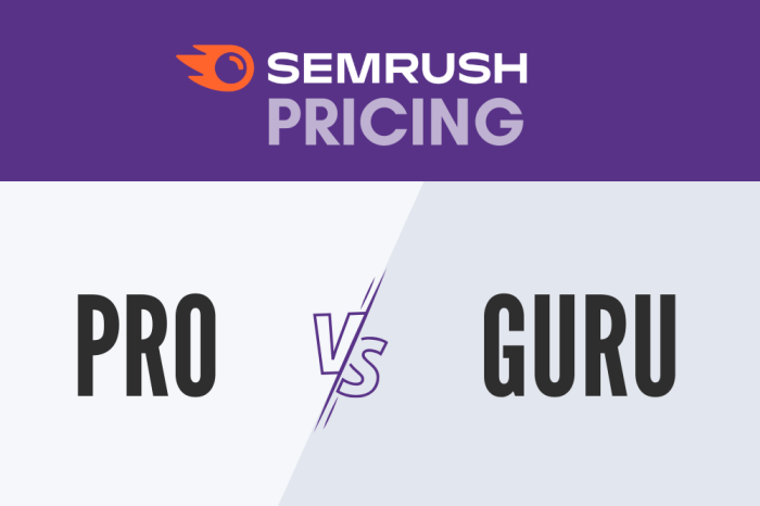 Semrush pro vs semrush guru