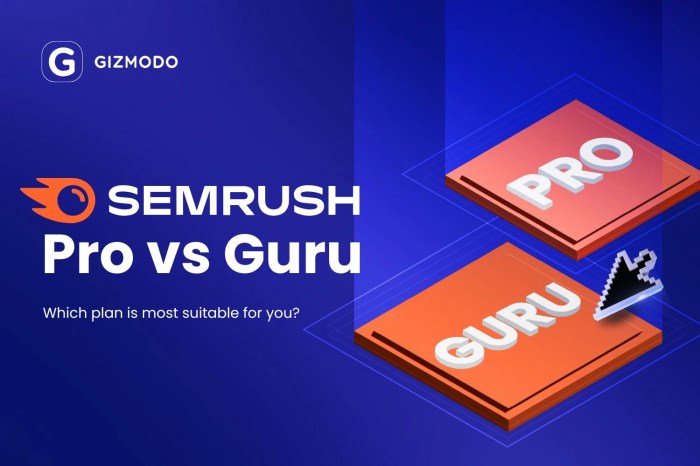 Semrush pro vs semrush guru