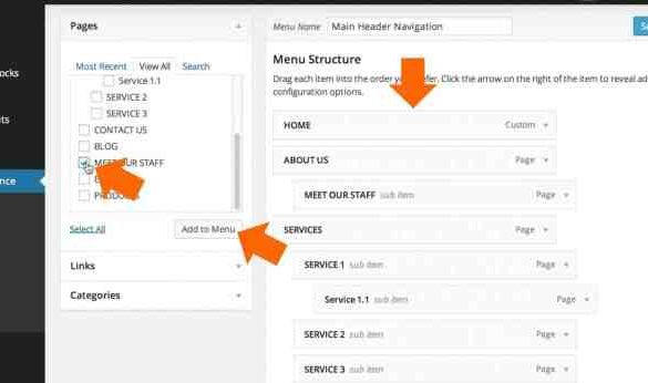 Change menu headings in wordpress