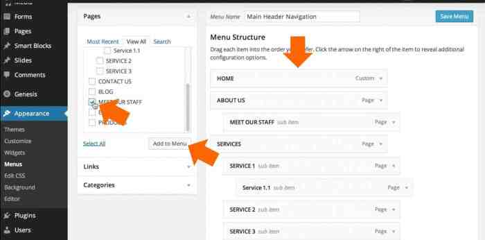 Change menu headings in wordpress