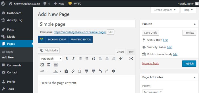 Add editor view top section page