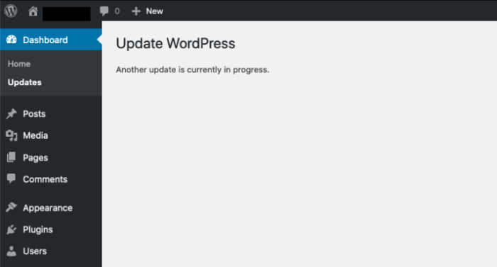 How to fix another update is currently in progress error in wordpress