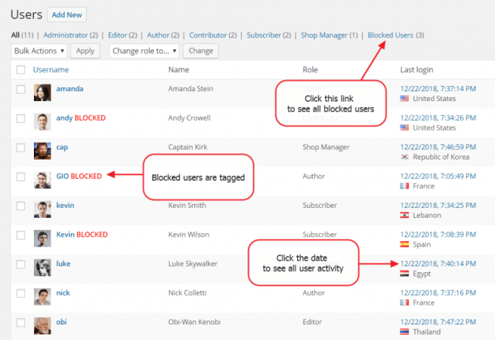 How to block a wordpress user without deleting their account