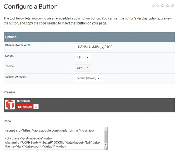 How to add youtube subscribe button in wordpress