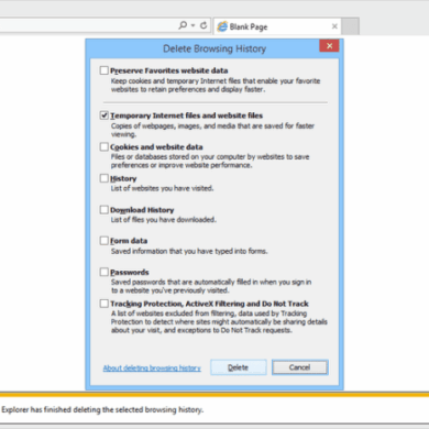 Microsoft internet explorer cache