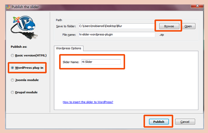 Install easy content slider plugin
