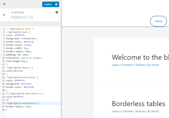 Css highlighted Css highlighted
