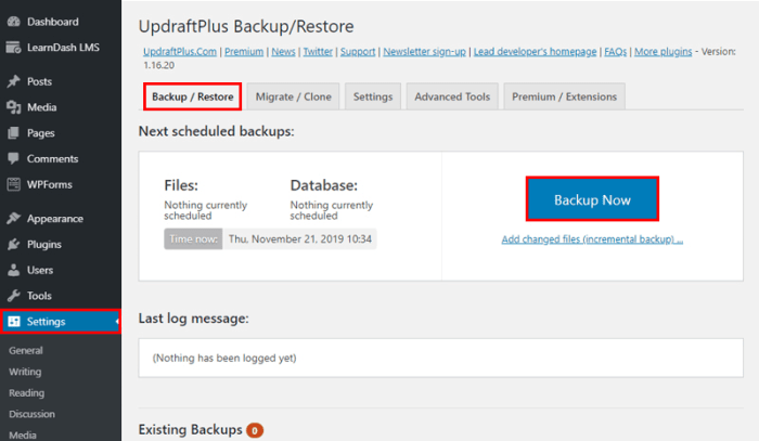 How to backup your wordpress site