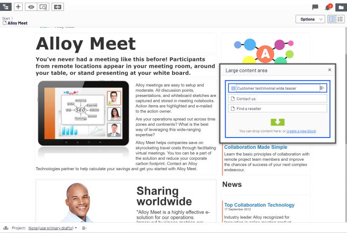 Add editor view top section page