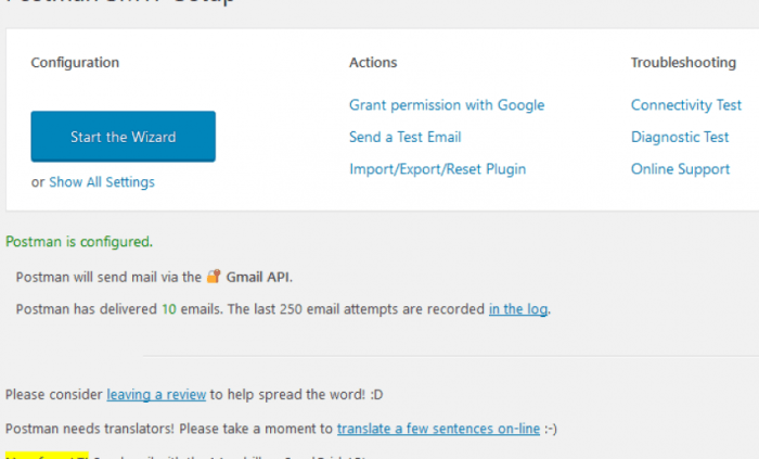 Install post man smtp