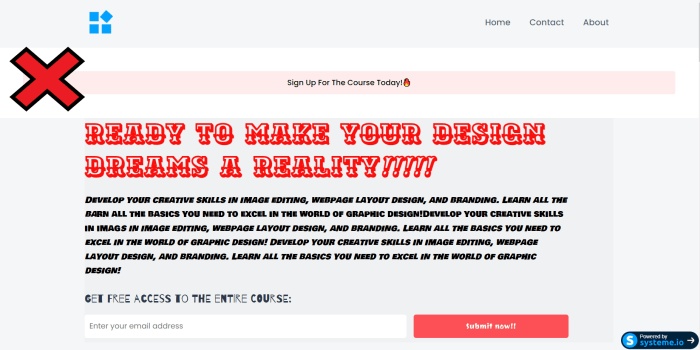 5 bad landing page examples