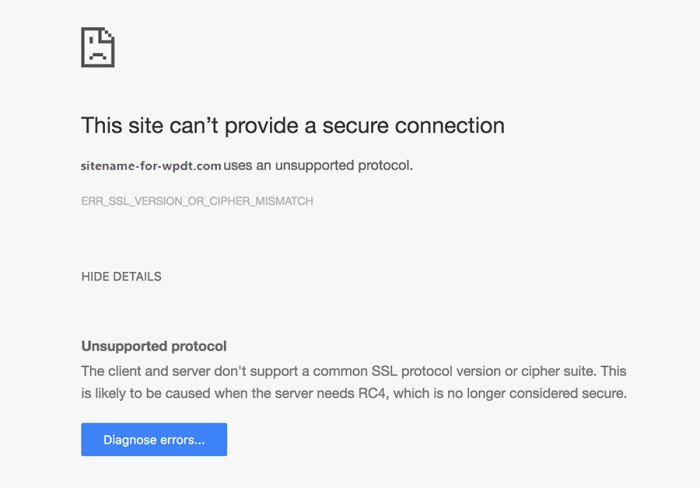 How to fix err ssl version or  cipher mismatch in wordpress