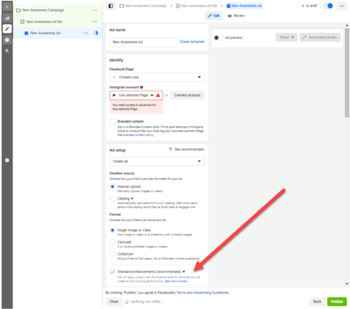 Metas advantage creative standard enhancements what is it and is it right for your ads