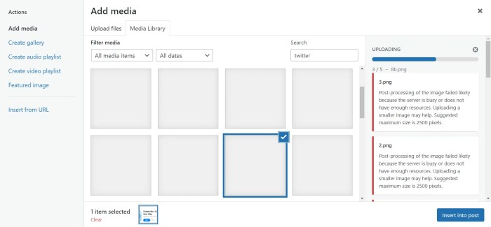 How to fix post processing of image failed error in wordpress