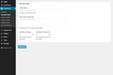 How to add tables in wordpress posts and pages